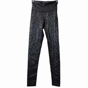 HPE x Rise Nation High Waisted Liquid Shine Leopard Print Leggings Black